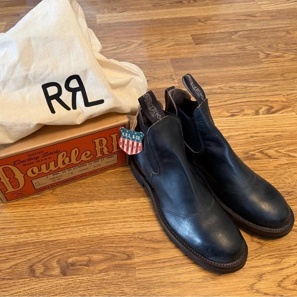 RRL Double RL Leather Congress Chelsea Boots NWT - Picture 1 of 11